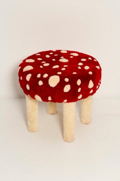 Mid Century Hand Tufting Mushroom Wool Stool, Europe, 1960s