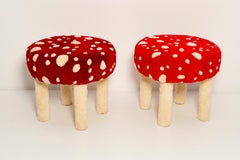 Mid Century Hand Tufting Mushroom Wool Stool, Europe, 1960s