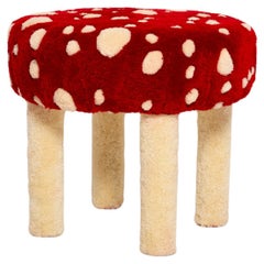 Tabouret en laine champignon touffeté à la main, Europe, années 1960