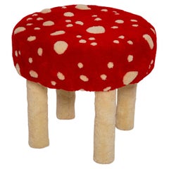 Tabouret en laine champignon touffeté à la main, Europe, années 1960