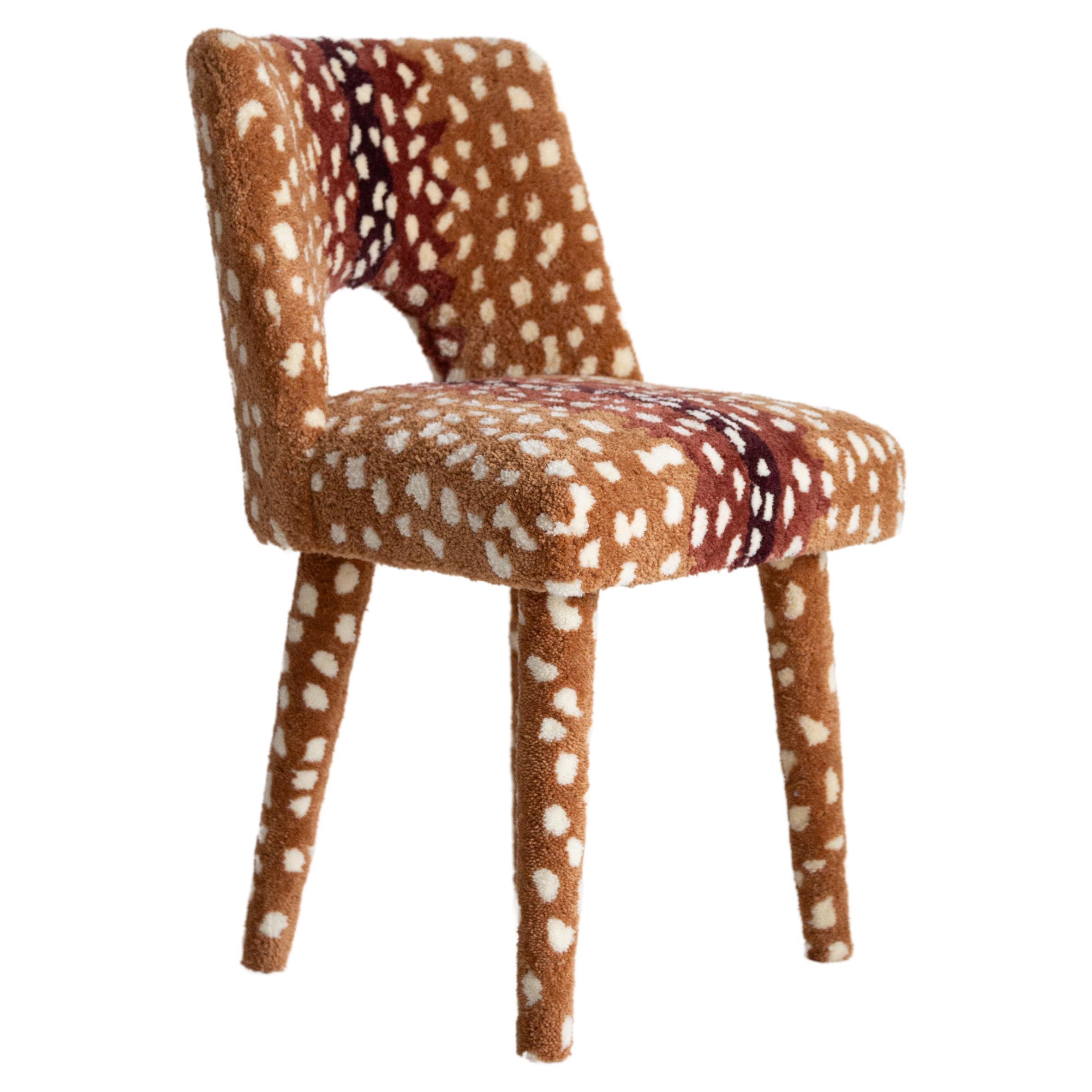 Mid Century Hand Tufting Roe Deer Bambi Wool Shell Chair, Europe, 1960s