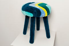 Mid Century Hand Tufting Wolle Hocker, Europa, 1960er Jahre