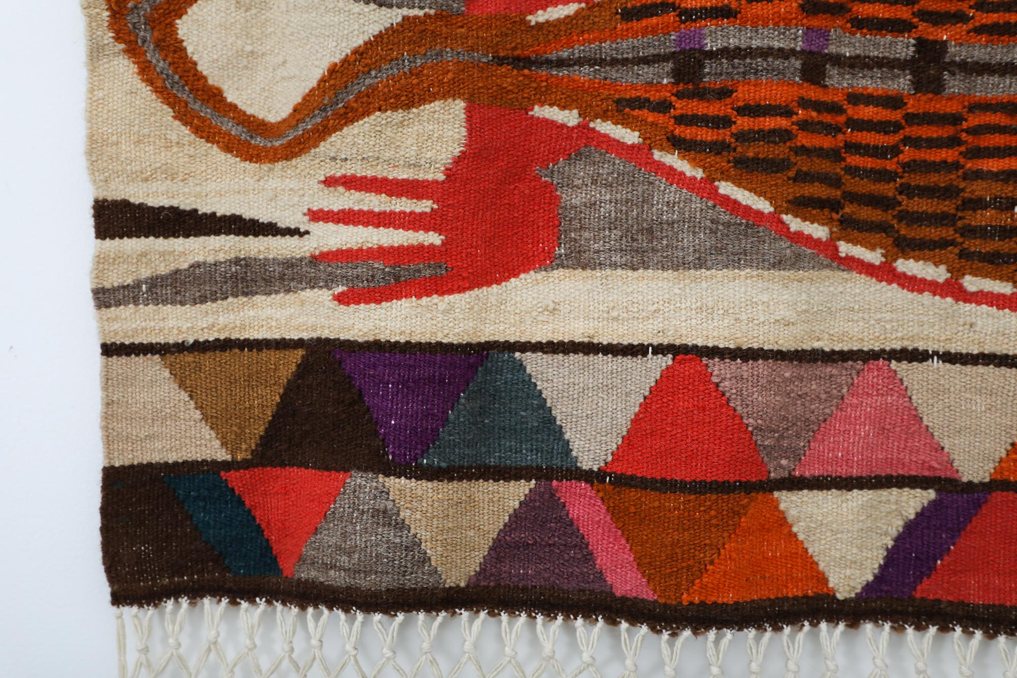 Wool Mid-Century, hand-woven Salasaca tapestry For Sale