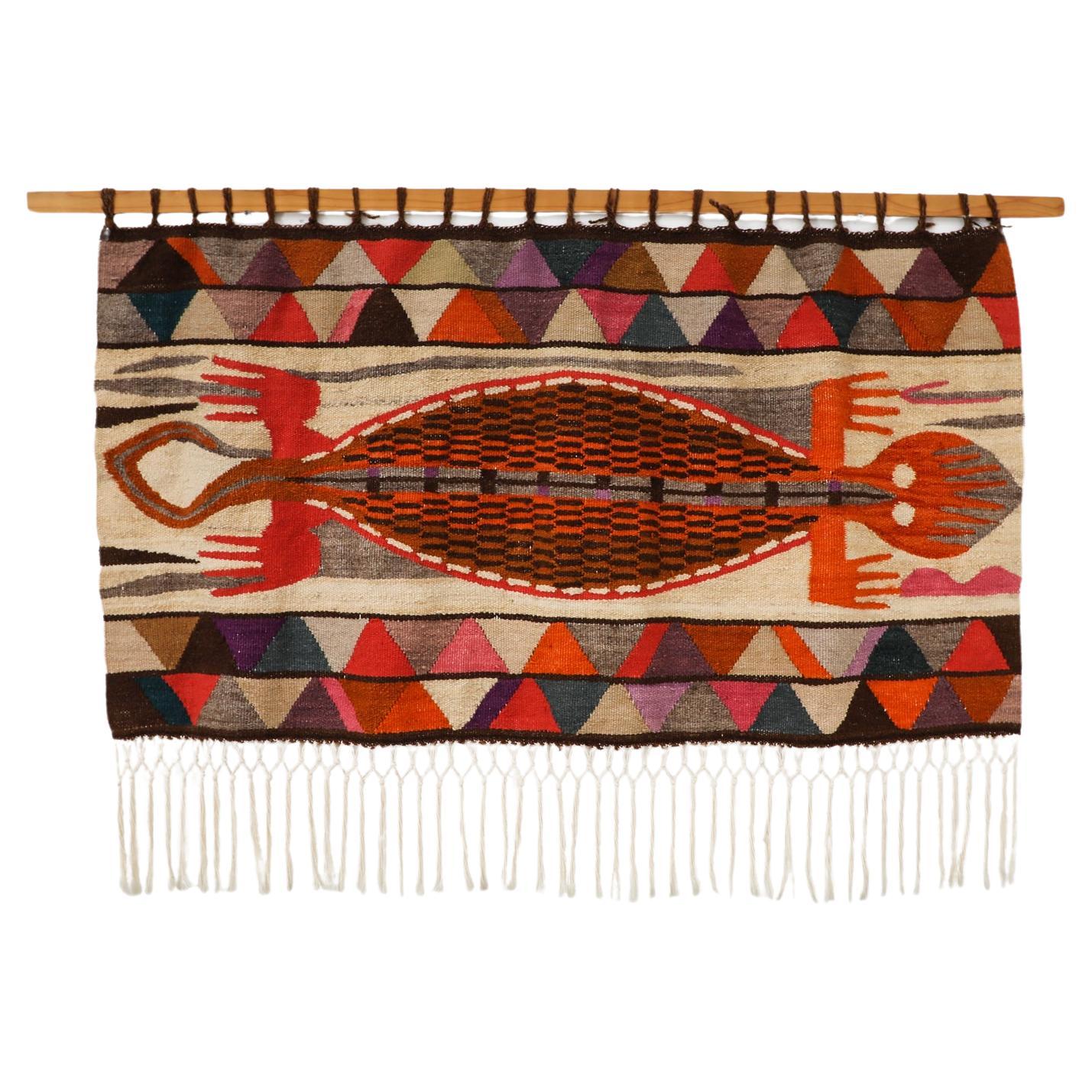 Mid-Century, hand-woven Salasaca tapestry For Sale