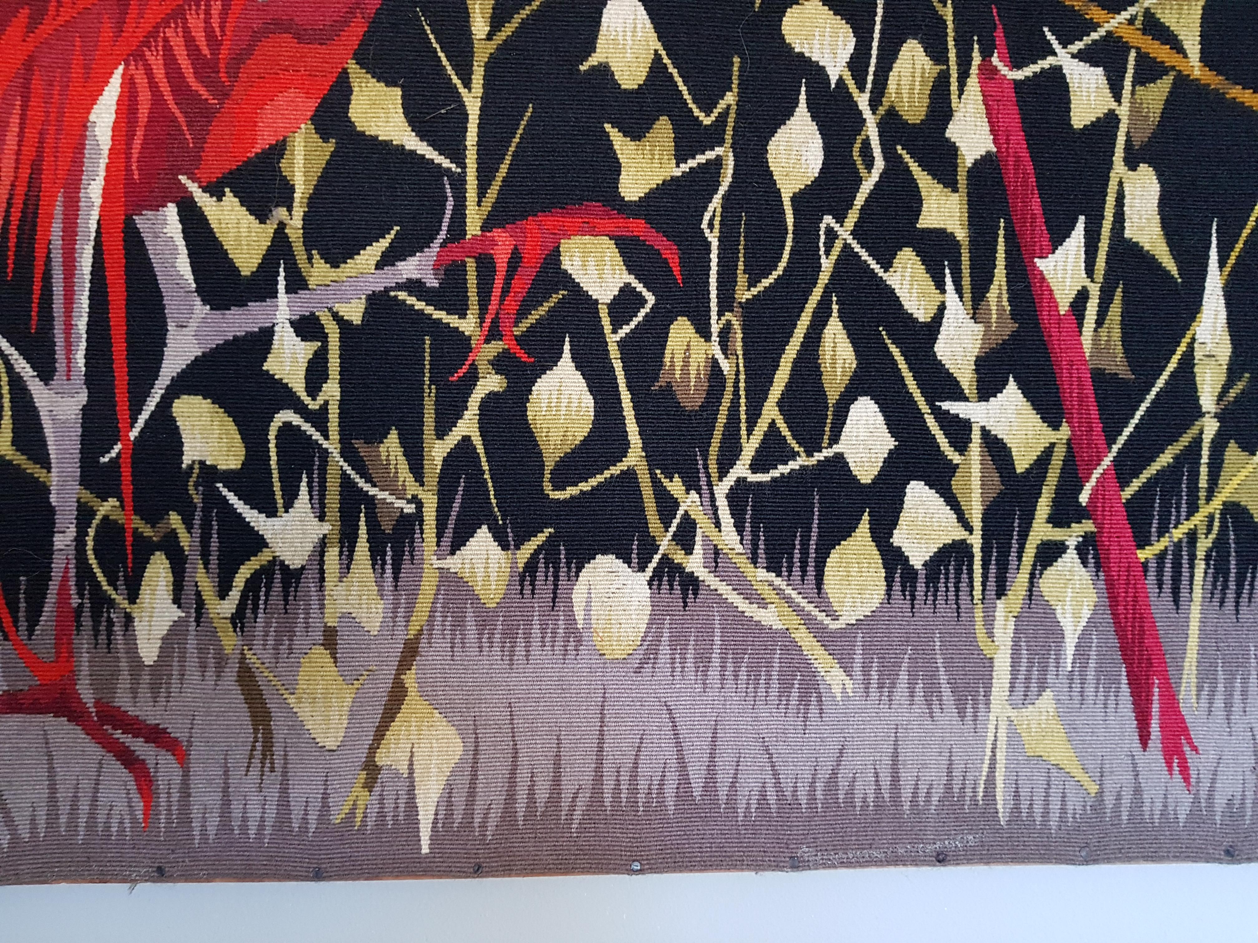 Midcentury Handwoven Signed Tapestry by Marc Petit for Aubusson 3