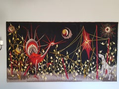 Arazzo di metà secolo tessuto a mano e firmato da Marc Petit per Aubusson