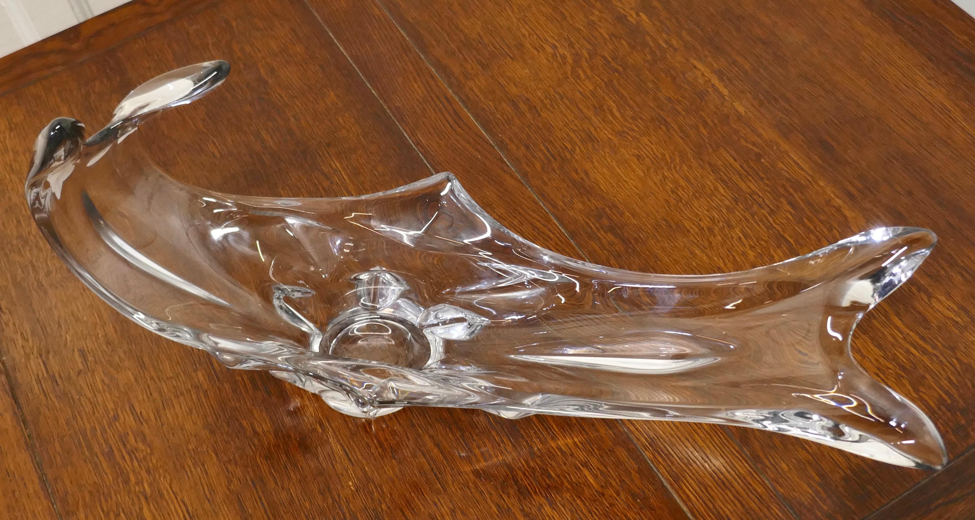 Mid Century Handblown Crystal Dish by Bayer Crystal In Good Condition For Sale In Chillerton, Isle of Wight