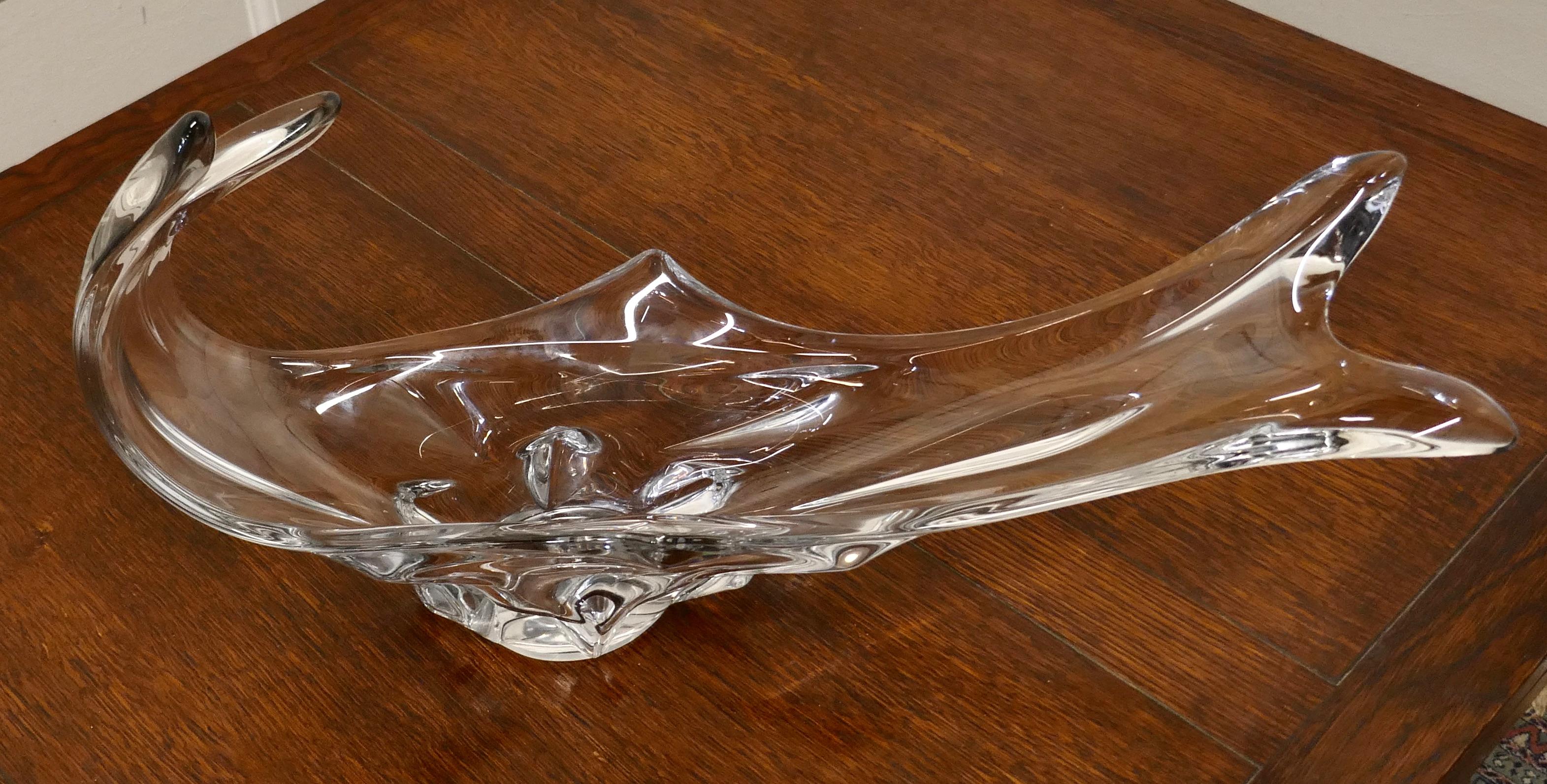 20th Century Mid Century Handblown Crystal Dish by Bayer Crystal For Sale