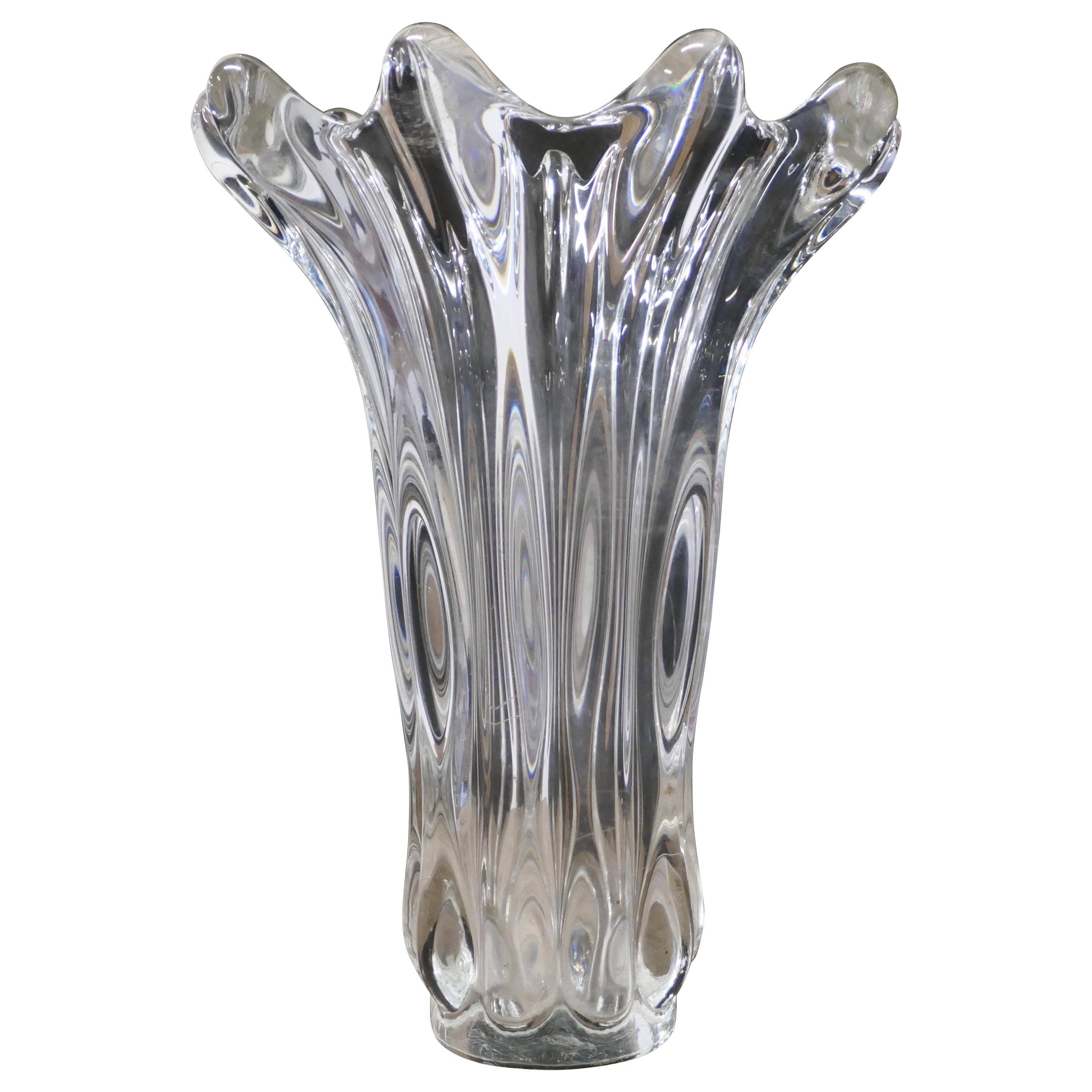 Midcentury Hand Blown Crystal Vase by Art Vannes For Sale