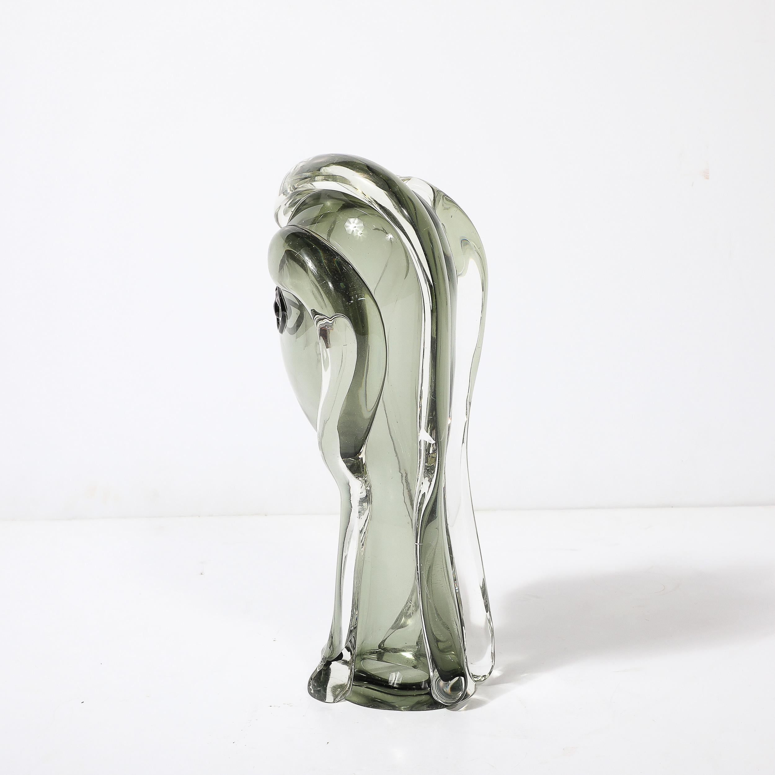 Fine XX secolo Scultura di ritratto astratto in vetro di Murano soffiato a mano di metà secolo di Mario Badioli in vendita