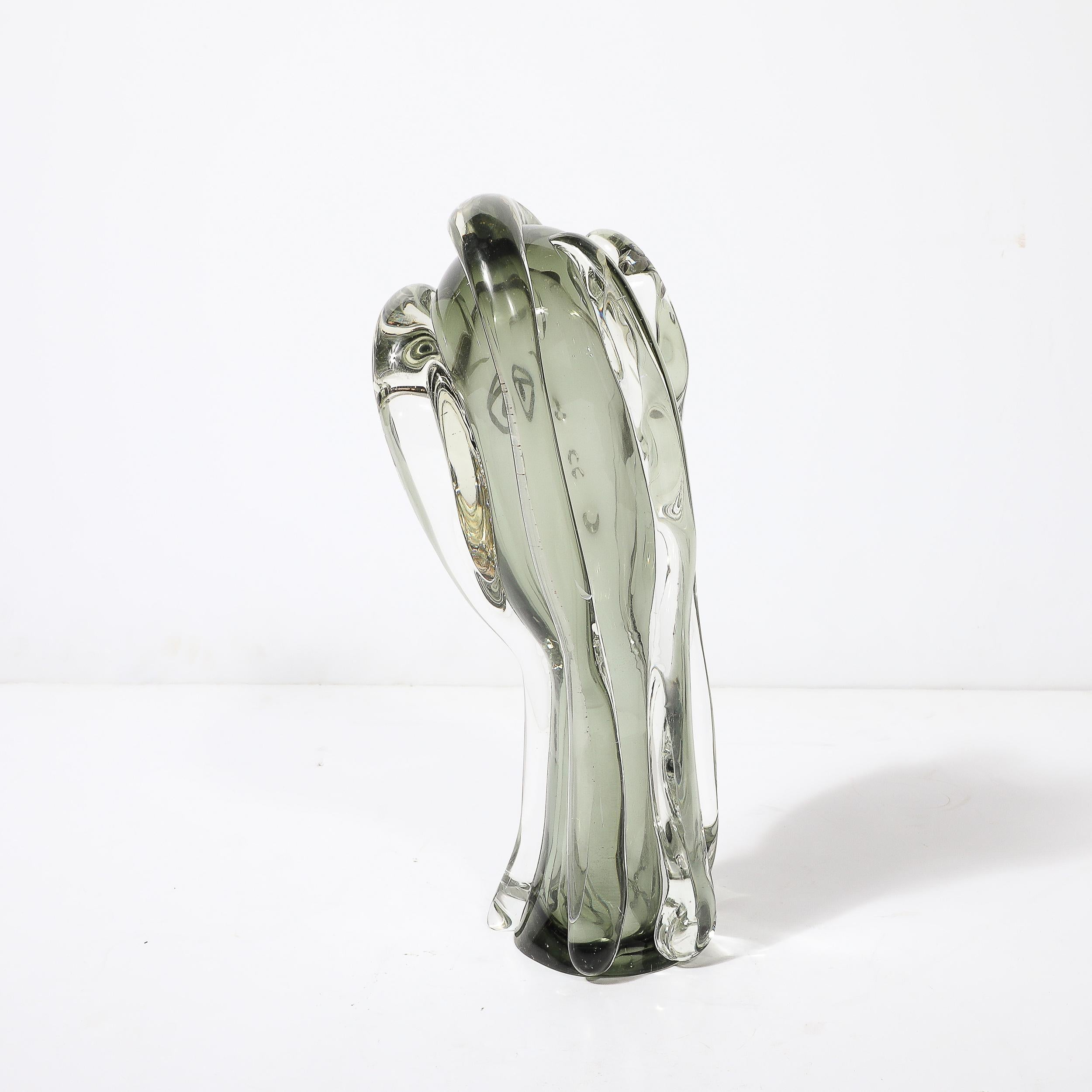 Vetro di Murano Scultura di ritratto astratto in vetro di Murano soffiato a mano di metà secolo di Mario Badioli in vendita