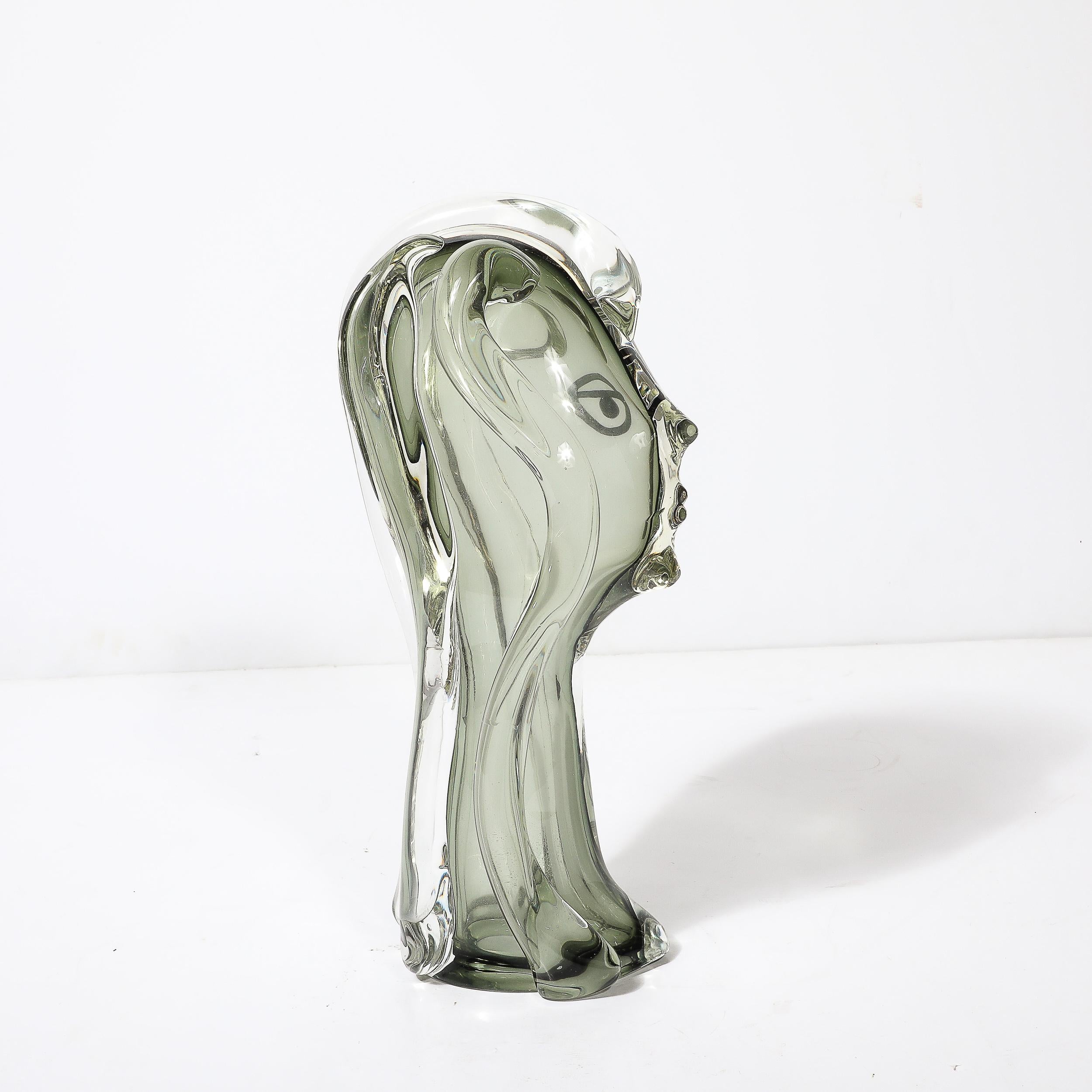 Scultura di ritratto astratto in vetro di Murano soffiato a mano di metà secolo di Mario Badioli in vendita 2