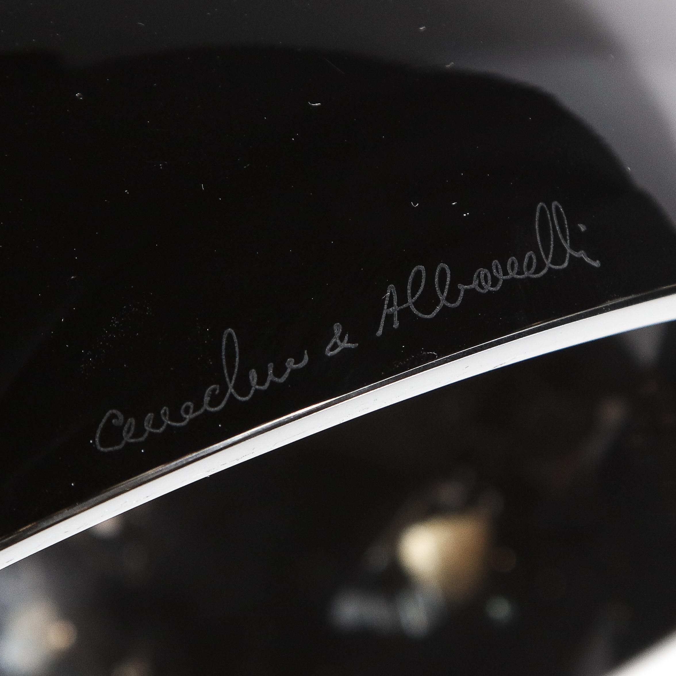 Midcentury Hand Blown Murano Hourglass Center Bowl Signed Cenedese e Albarelli For Sale 3