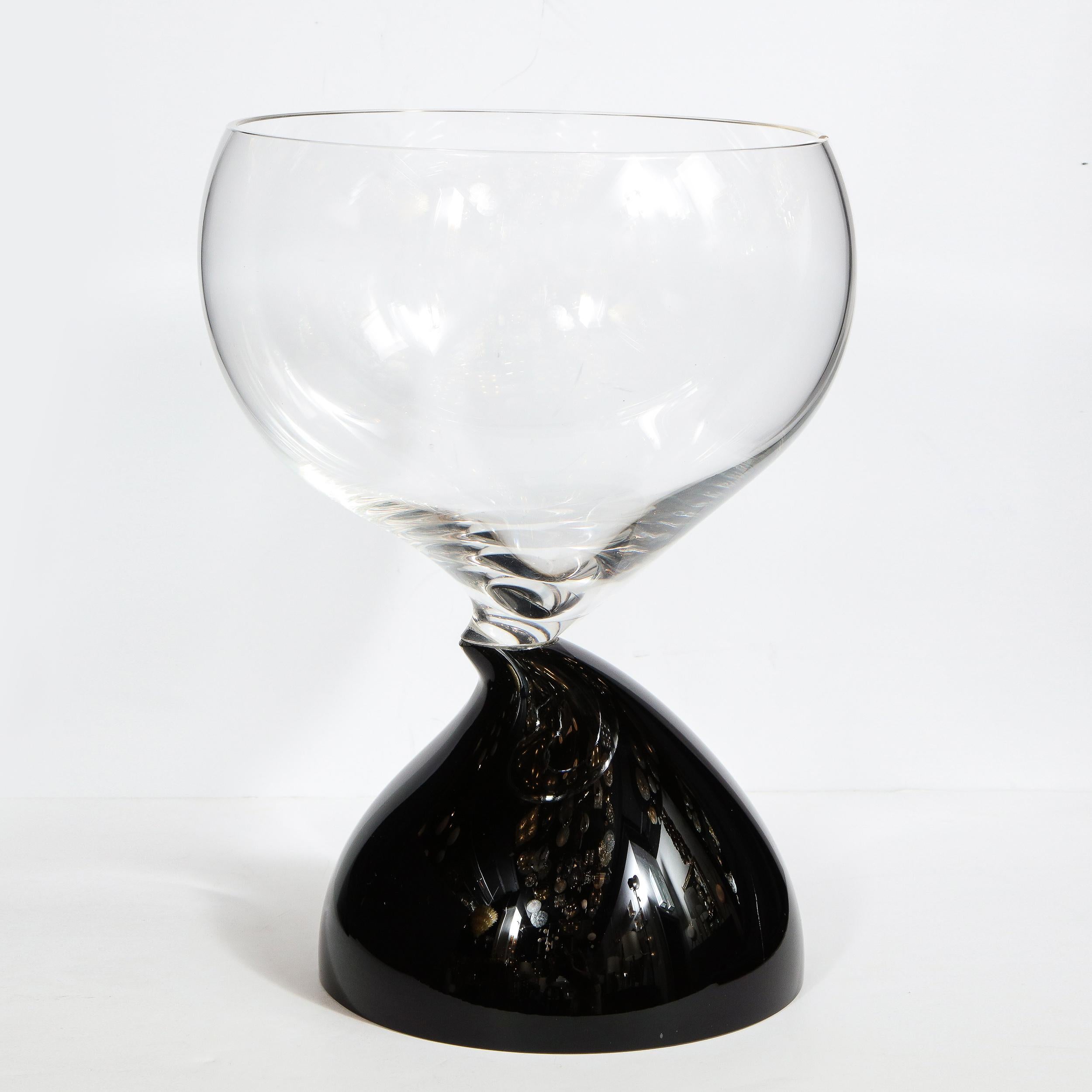Midcentury Hand Blown Murano Hourglass Center Bowl Signed Cenedese e Albarelli In Excellent Condition For Sale In New York, NY
