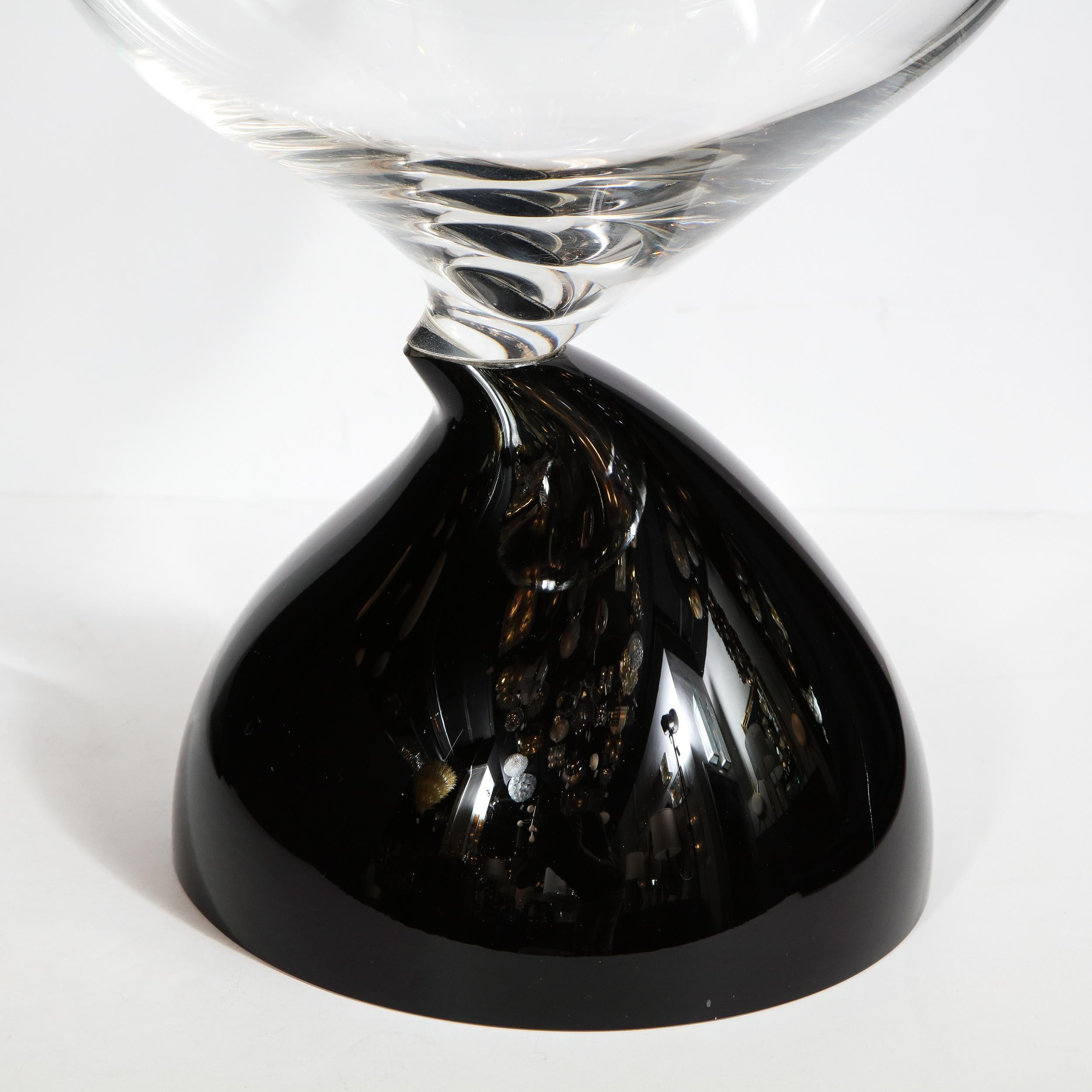 Late 20th Century Midcentury Hand Blown Murano Hourglass Center Bowl Signed Cenedese e Albarelli For Sale