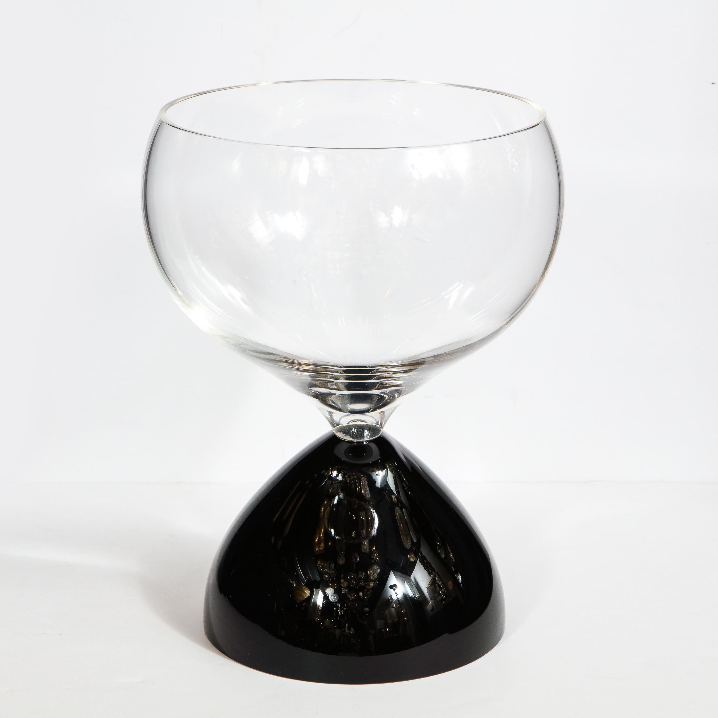 Murano Glass Midcentury Hand Blown Murano Hourglass Center Bowl Signed Cenedese e Albarelli For Sale