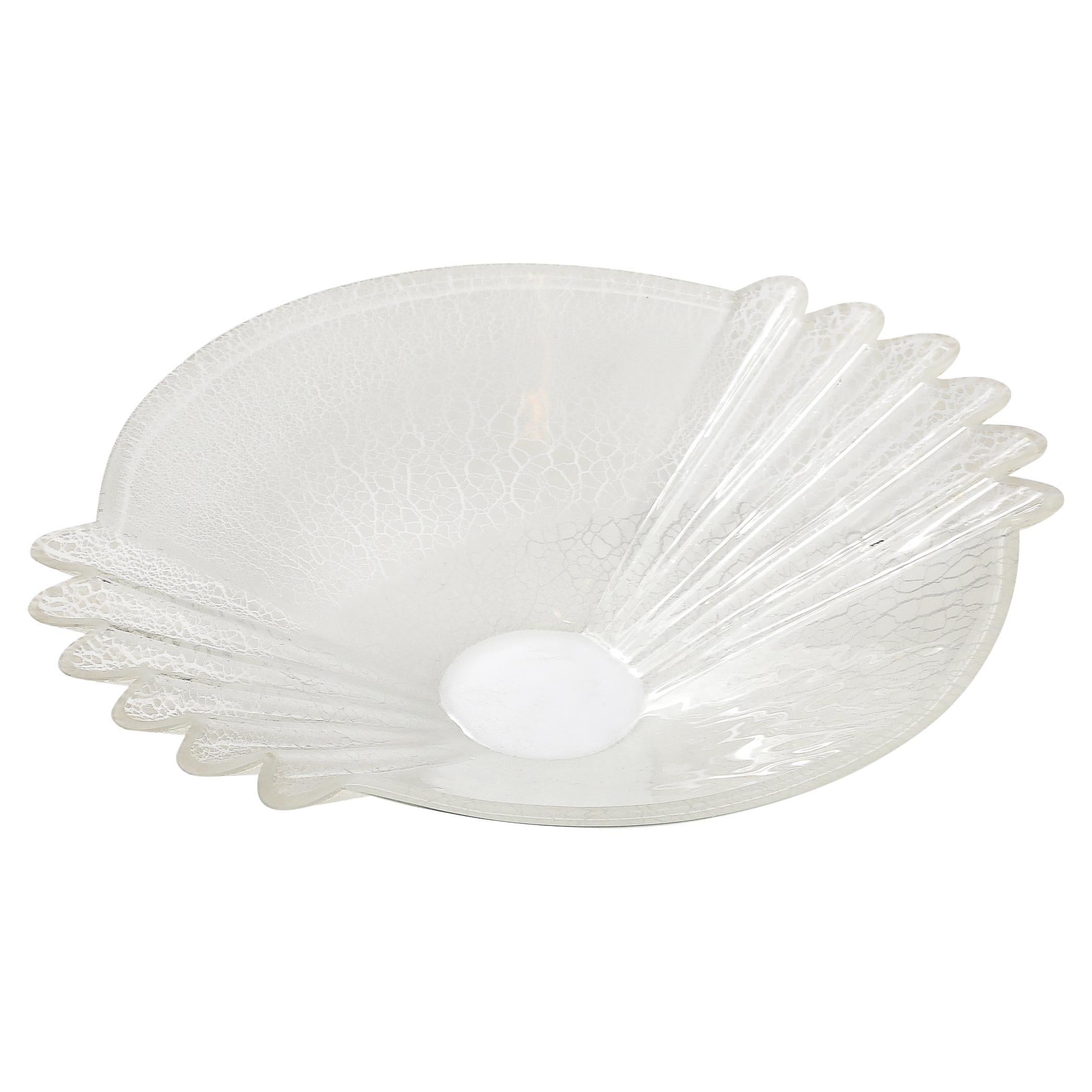 Mid-Century Handblown Murano Scavo Glass Centerpiece Bowl Signed Alfredo Barbini