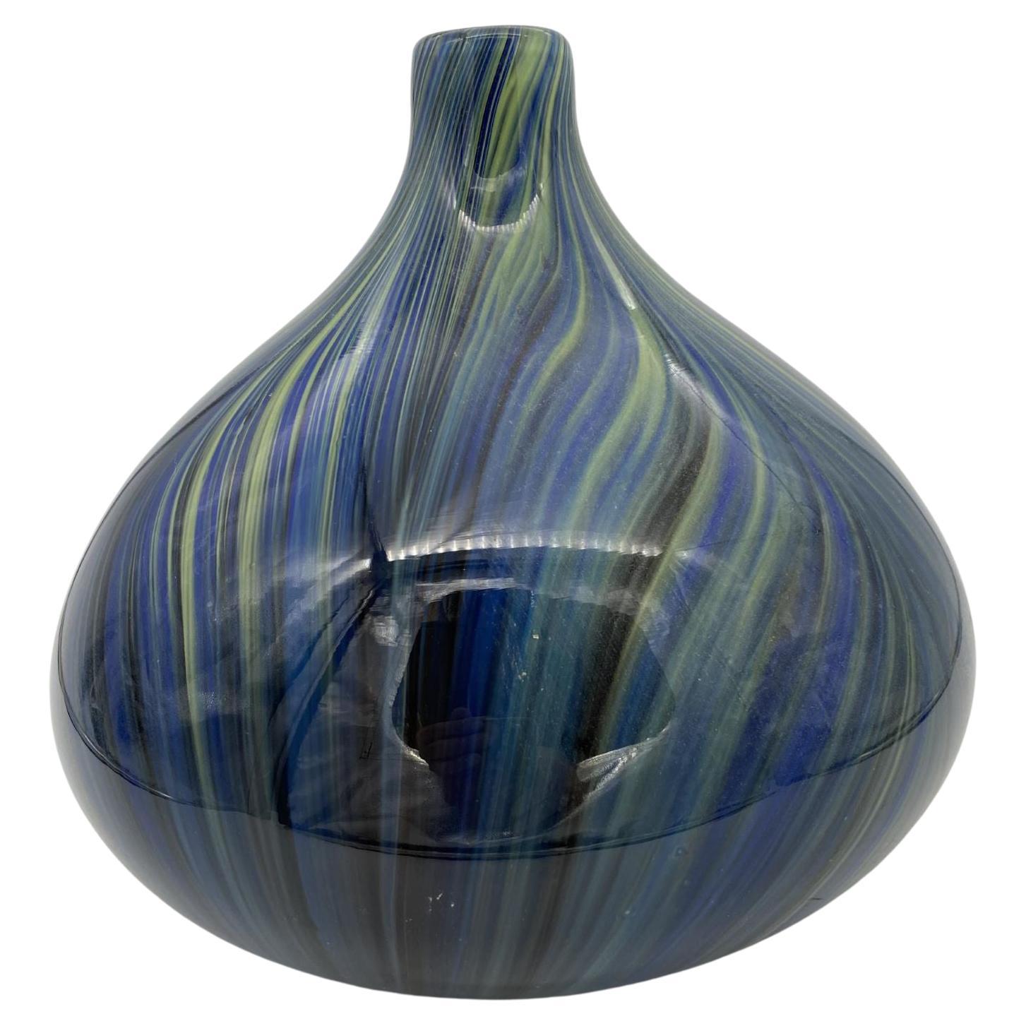 Mid-Century Handblown Swirl Murano Glass Vase