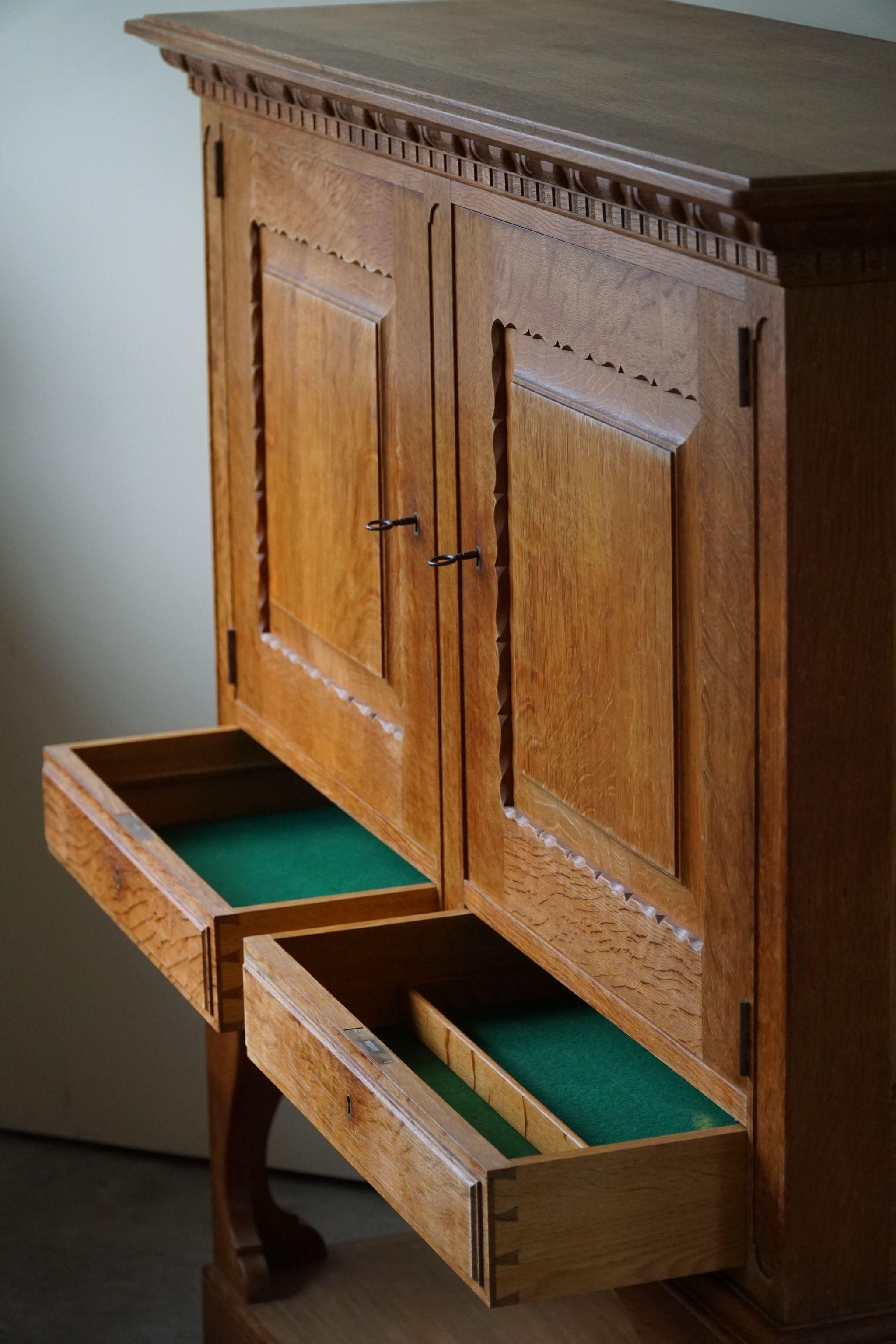 Hand-Crafted Mid Century, Handcrafted Cabinet in Solid Oak, Danish Cabinetmaker, 1940s