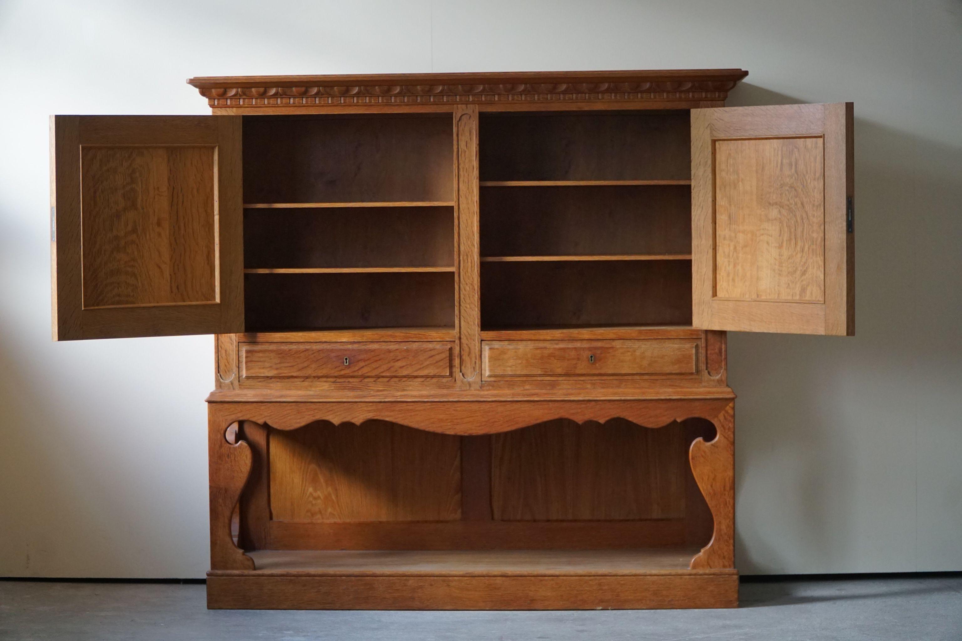 Wood Mid Century, Handcrafted Cabinet in Solid Oak, Danish Cabinetmaker, 1940s