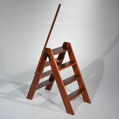 Midcentury Handcrafted Danish Step Ladder in Teak and Brass