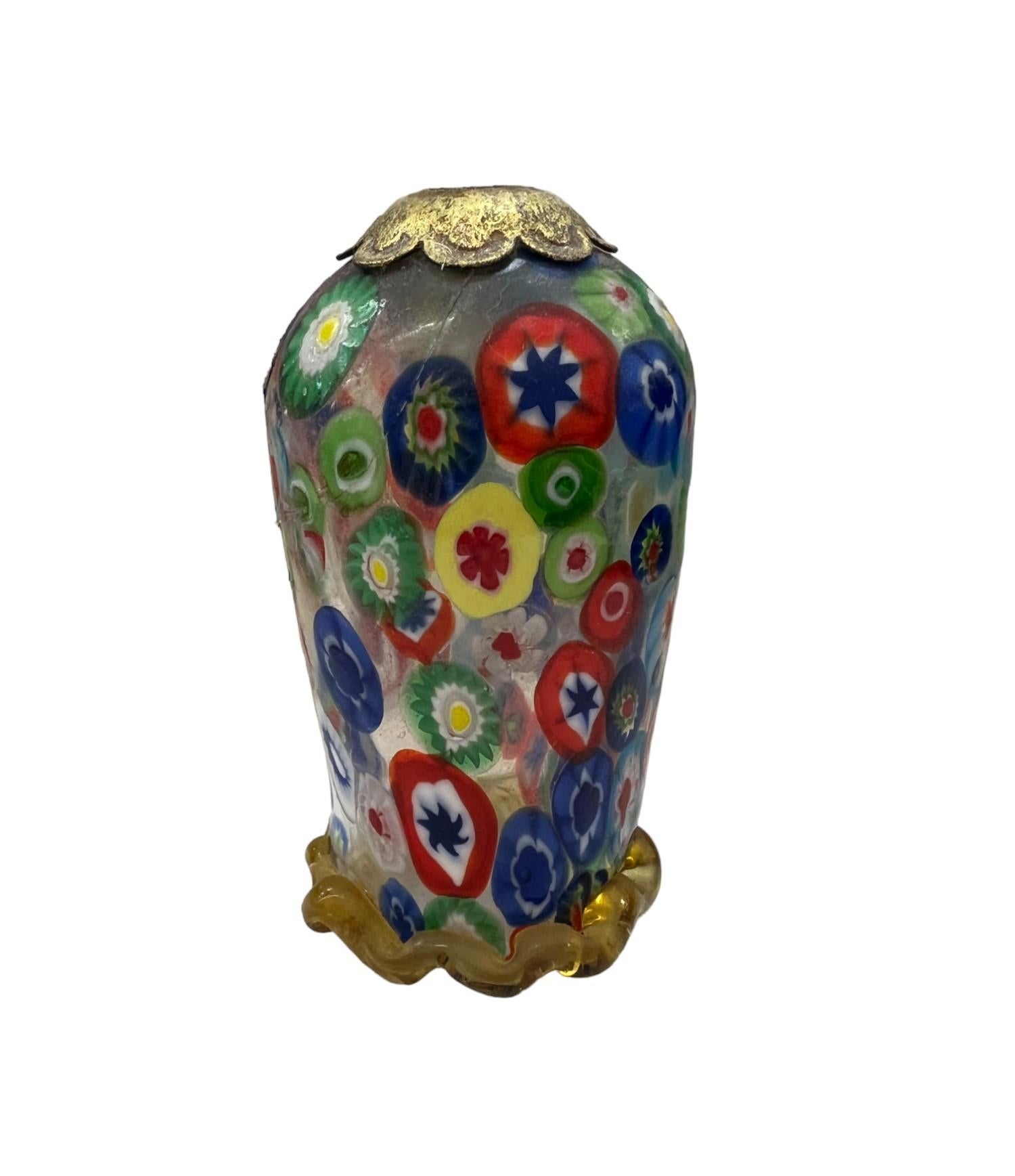 Lampadario Millefiori di metà secolo realizzato a mano in ferro e rame in vendita 4