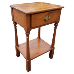 Mid-Century Handcrafted Refinished Solid Pine Two-Tier Single Drawers Side Table