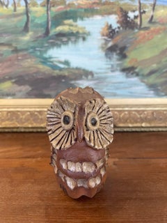 Mid-Century Handcrafted Studio Pottery Owl Sculpture with Textured Glaze