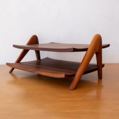 Mid Century Handcrafted Wood Two Tier Letter Tray