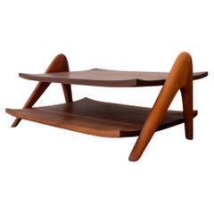 Mid Century Handcrafted Wood Two Tier Letter Tray