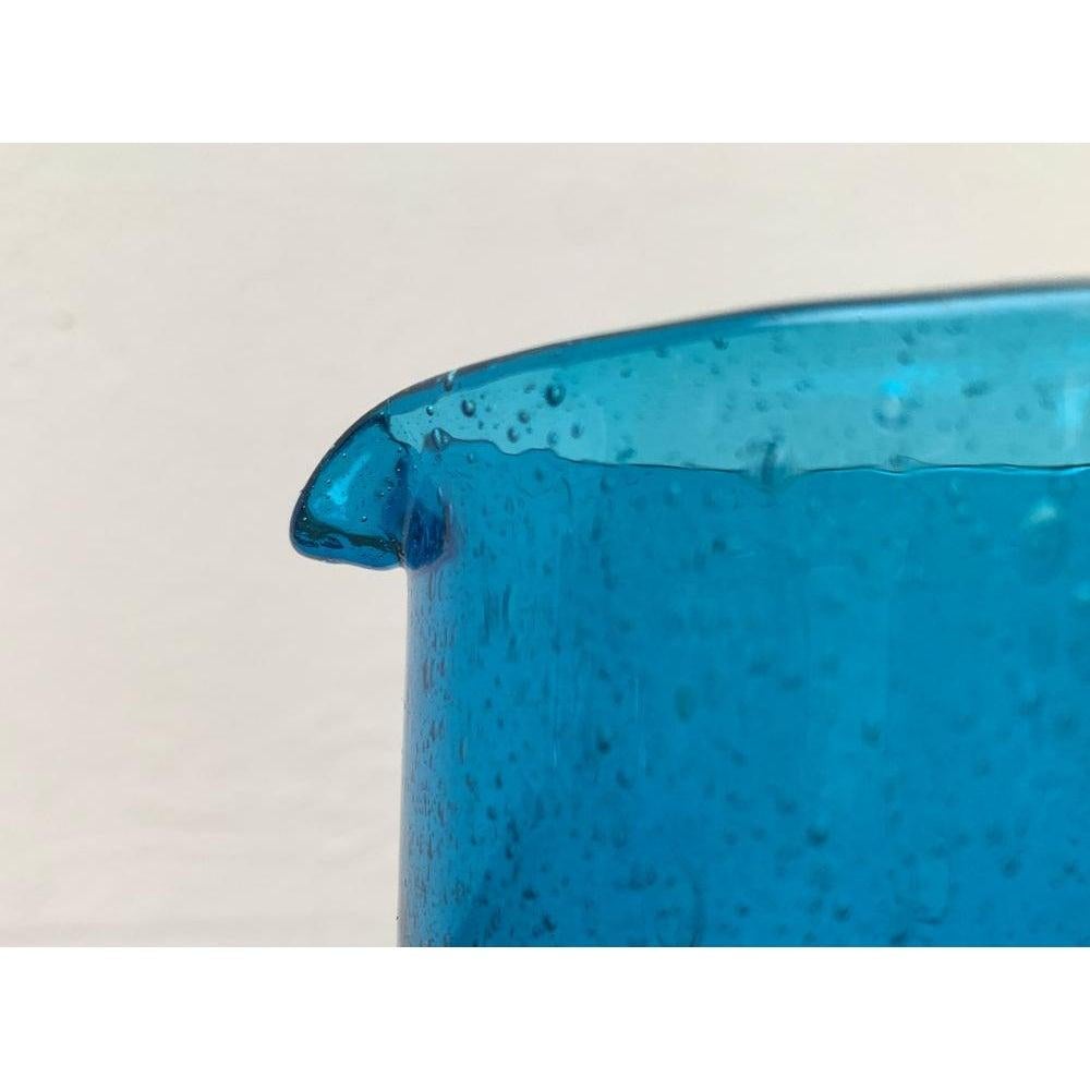 Mid-Century Handmade Blue Glass Jug, 1960s For Sale 5