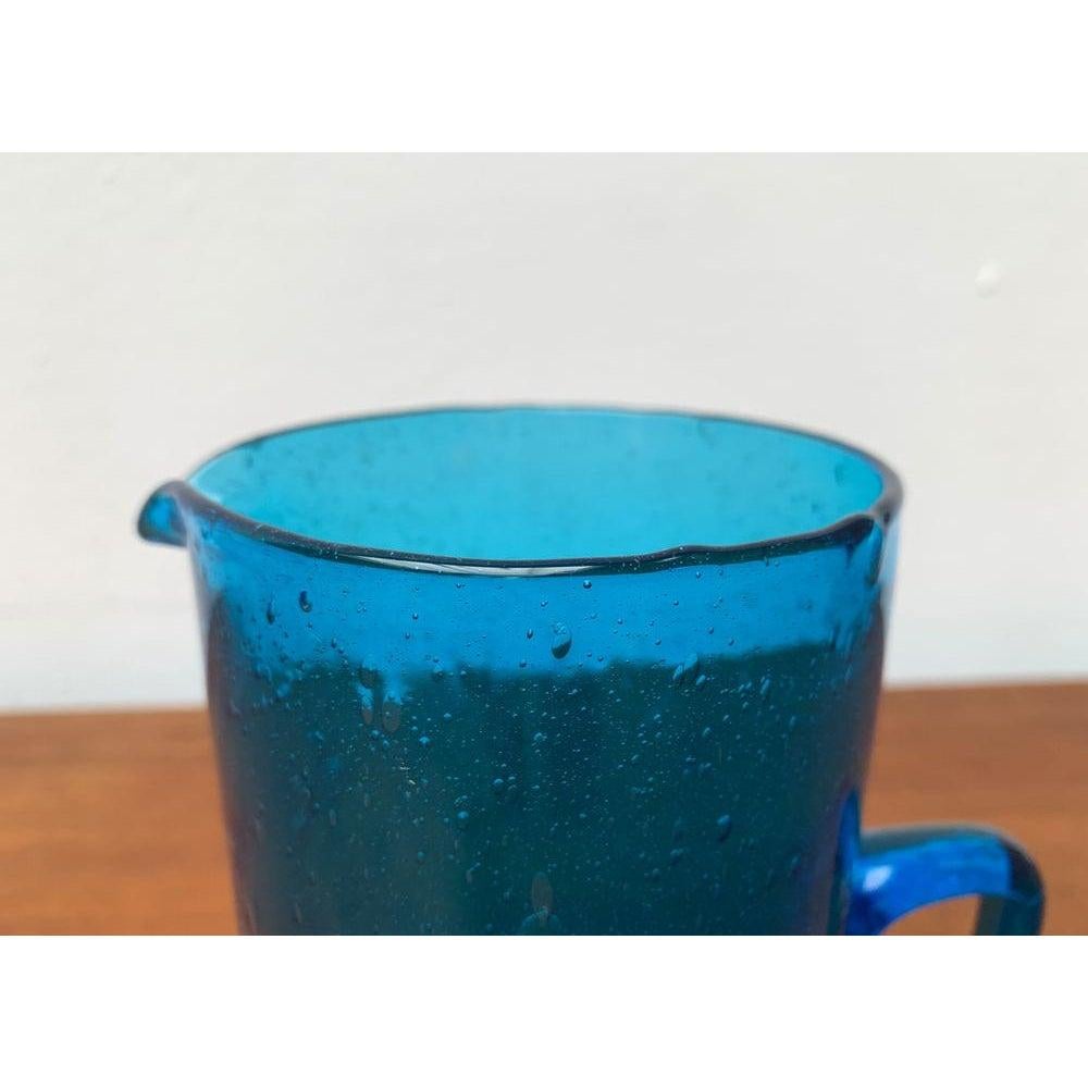 Mid-Century Handmade Blue Glass Jug, 1960s For Sale 6