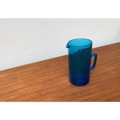 Mid-Century Handmade Blue Glass Jug, 1960s