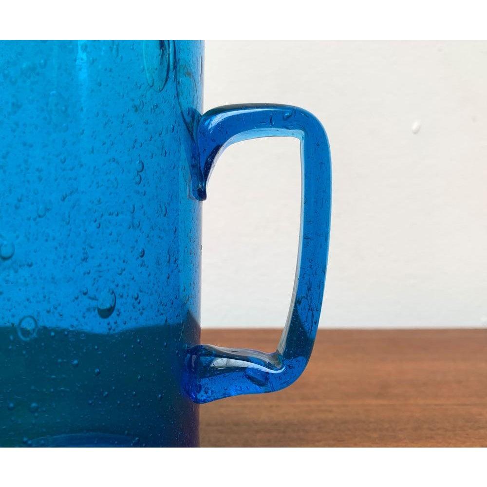 Mid-Century Handmade Blue Glass Jug, 1960s In Excellent Condition For Sale In Hamburg, DE