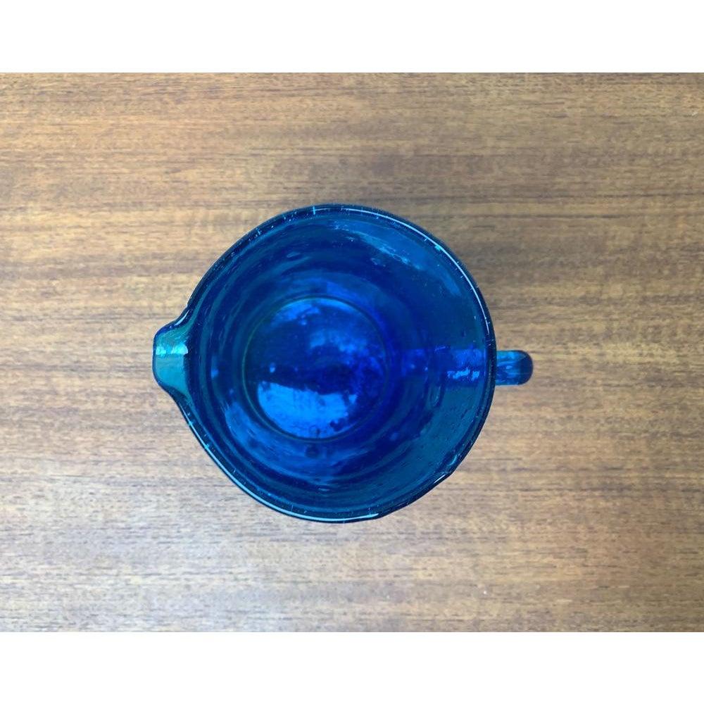 20th Century Mid-Century Handmade Blue Glass Jug, 1960s For Sale