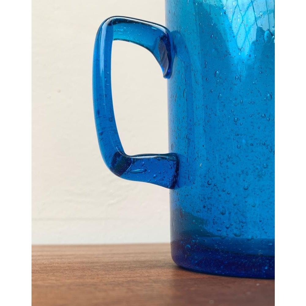 Mid-Century Handmade Blue Glass Jug, 1960s For Sale 3