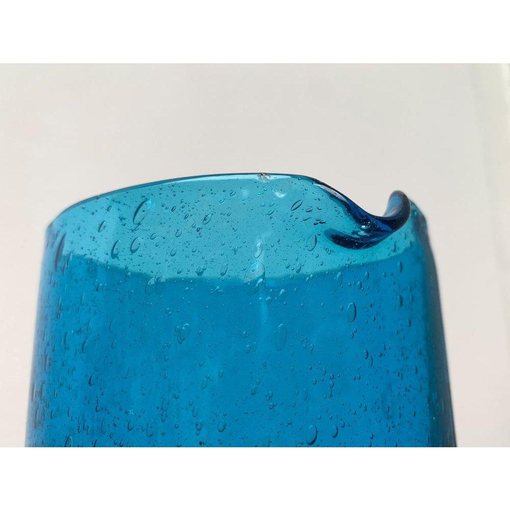 Mid-Century Handmade Blue Glass Jug, 1960s For Sale 4