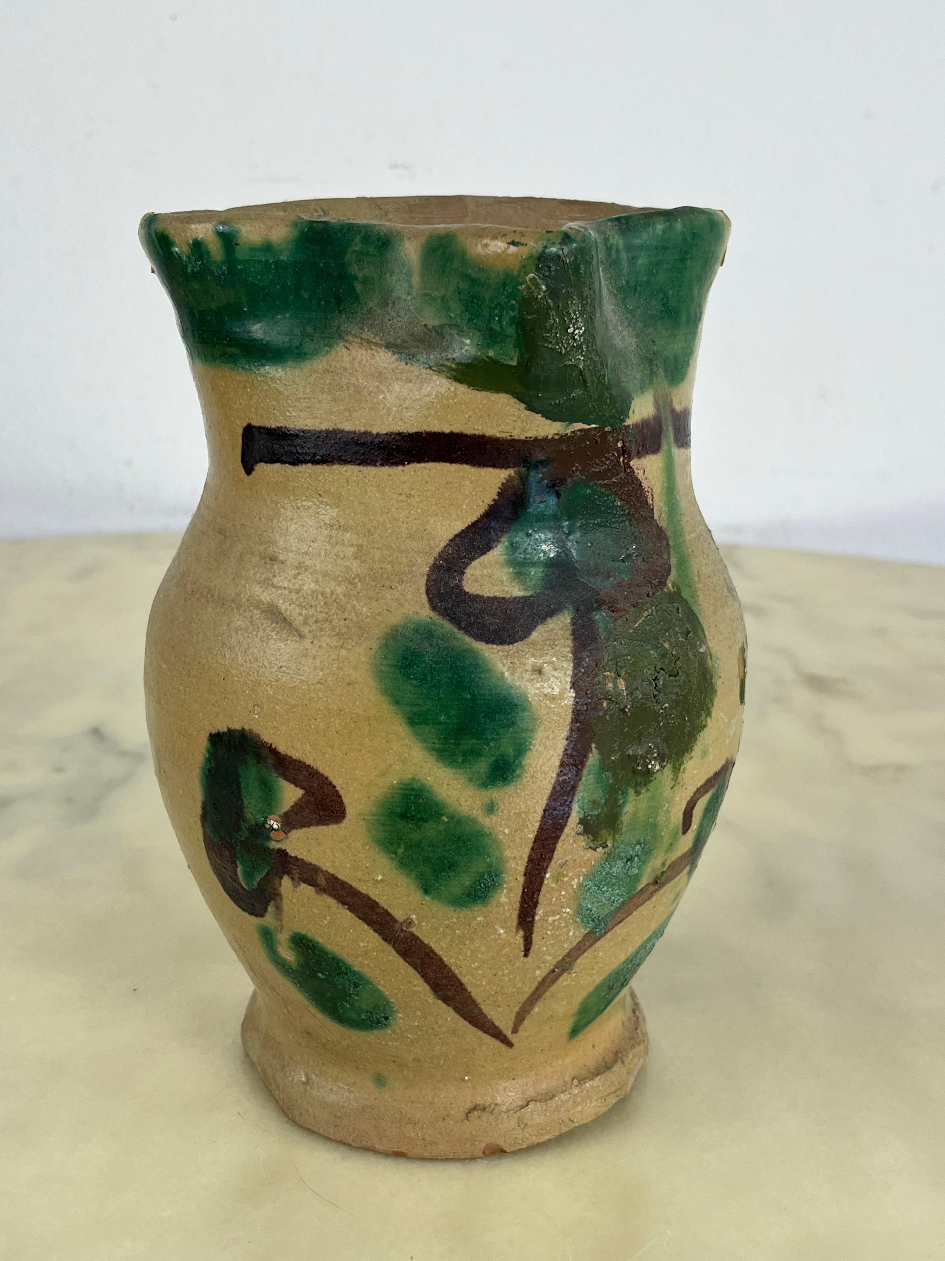 Mid-century Handmade Burgio Ceramic Jug 1930s In Good Condition For Sale In Palermo, IT