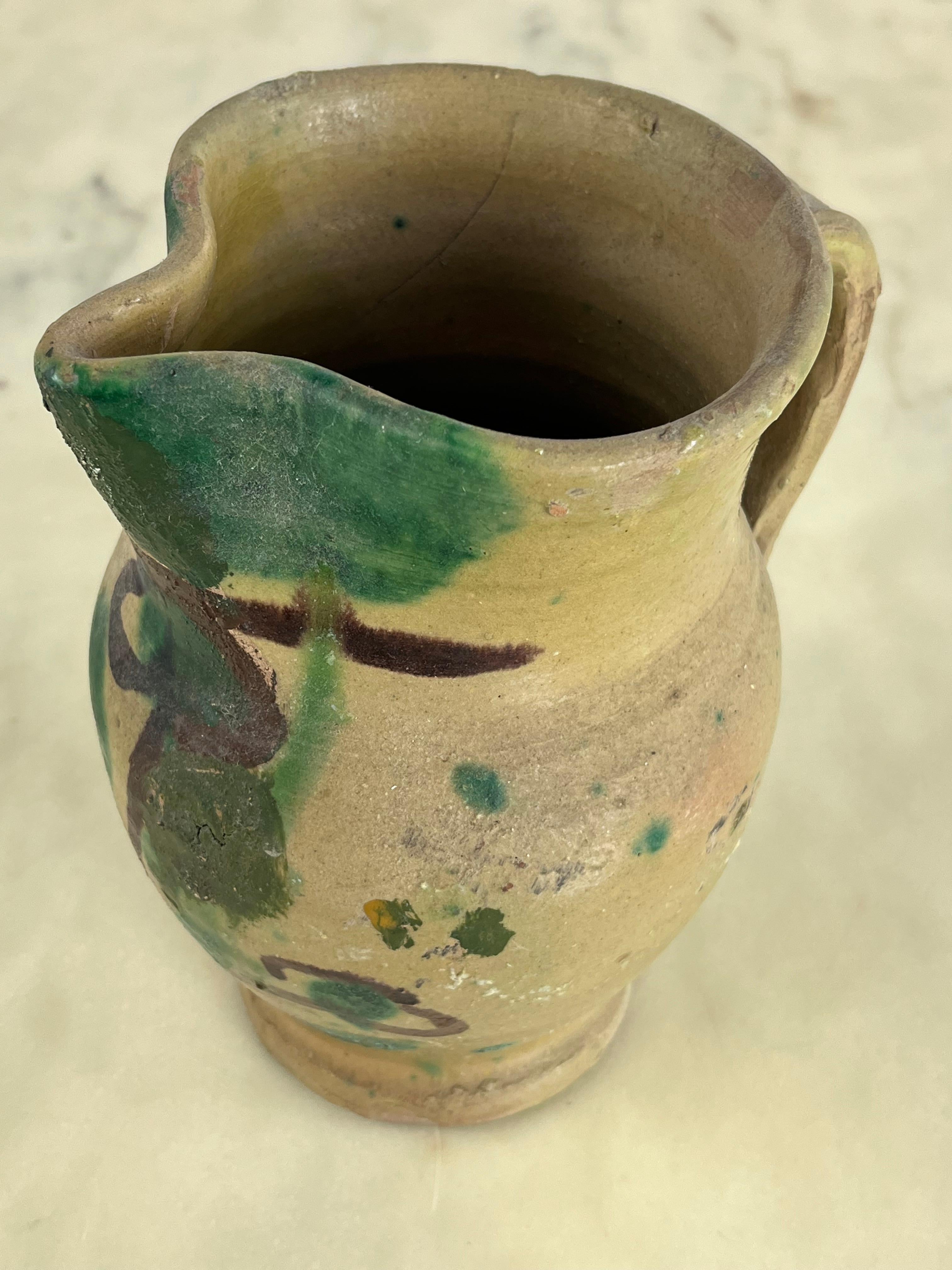 Mid-century Handmade Burgio Ceramic Jug 1930s For Sale 5