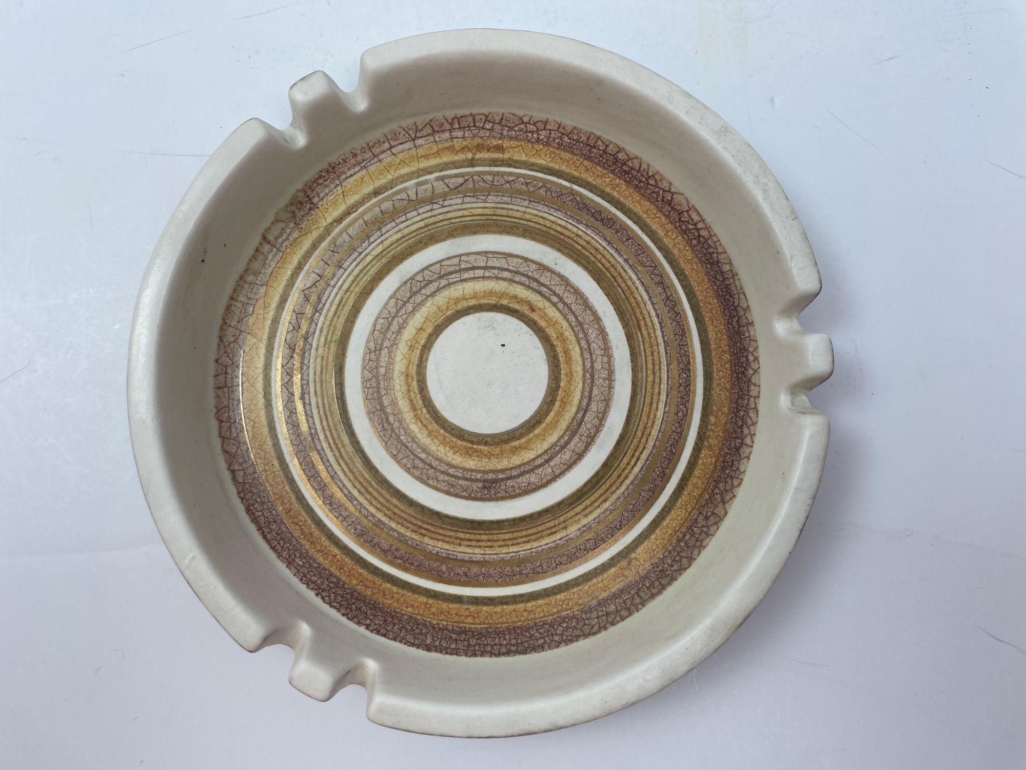 Mid-Century Modern Mid Century Handmade Ceramic Round Ashtray signed by Sascha Brastoff For Sale