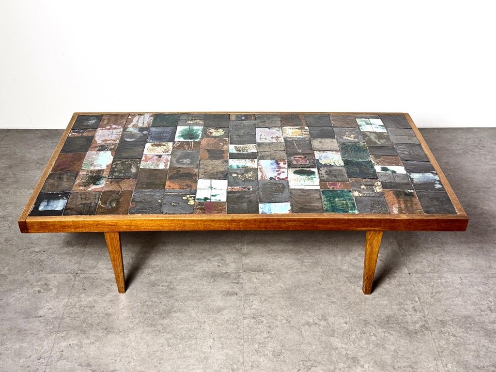 Mid Century Handmade Ceramic Tile Mosaic Coffee Table by Gerard Havekes 1960s im Angebot 5