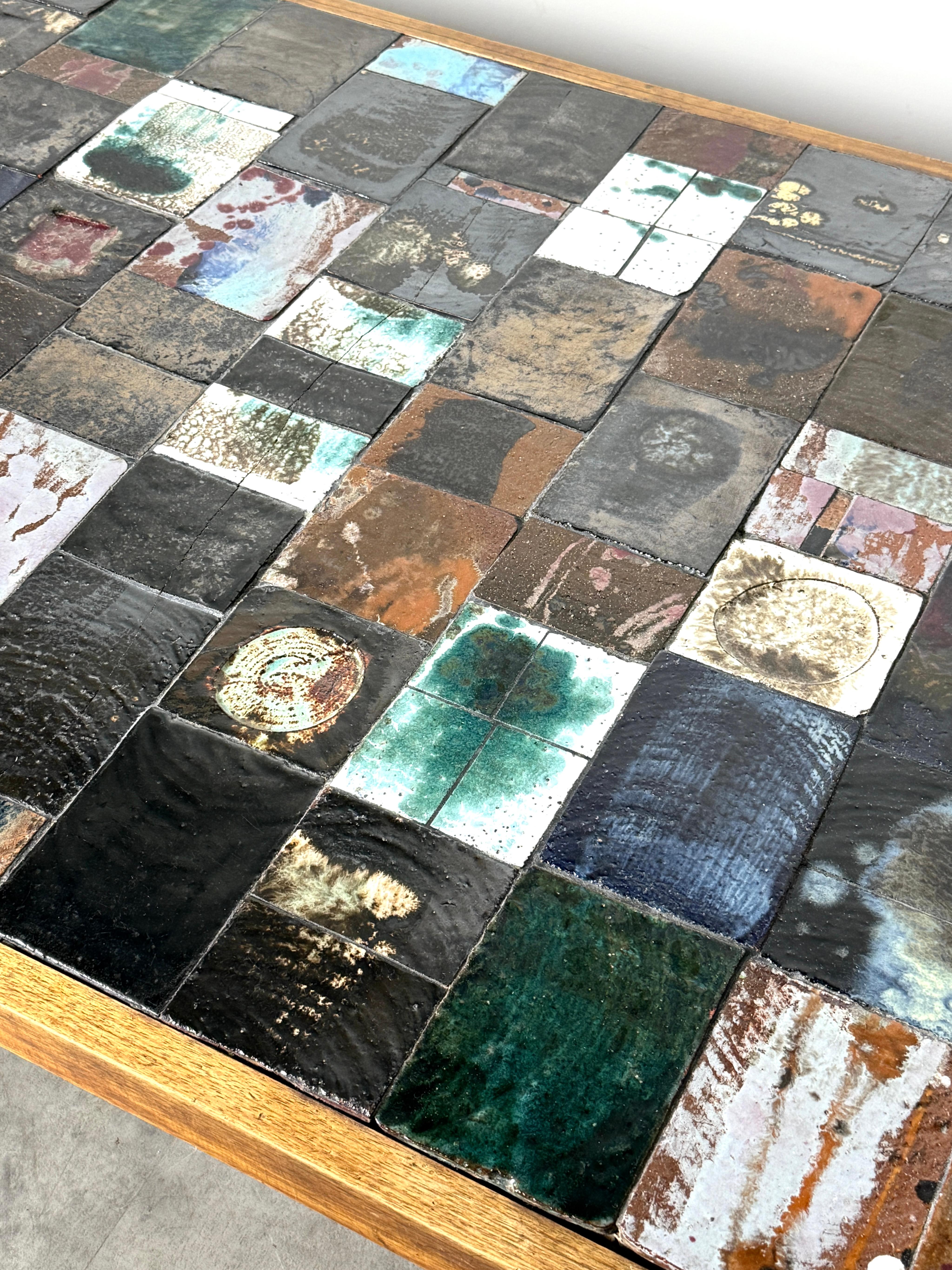 Mid Century Handmade Ceramic Tile Mosaic Coffee Table by Gerard Havekes 1960s im Angebot 2