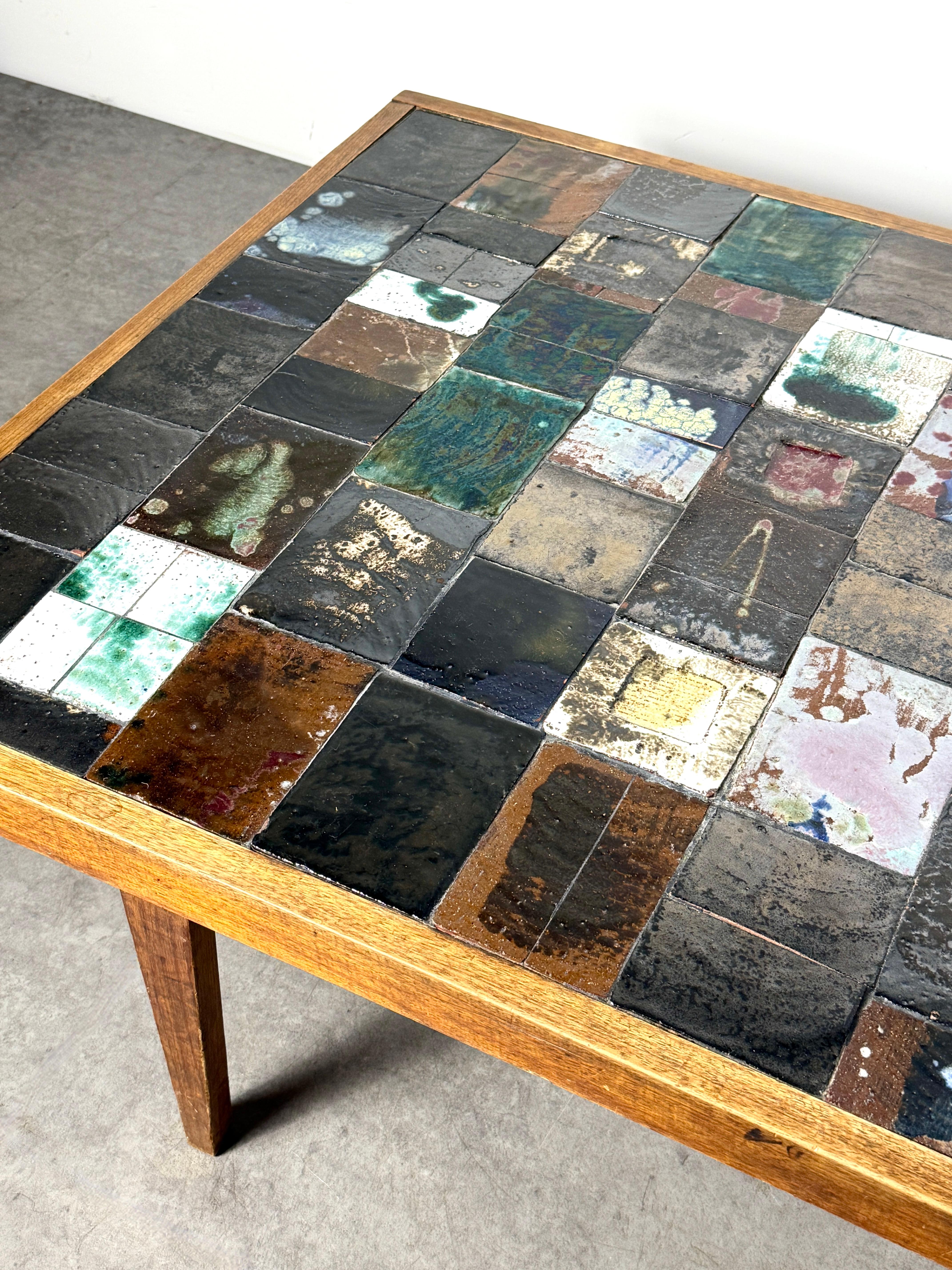 Mid Century Handmade Ceramic Tile Mosaic Coffee Table by Gerard Havekes 1960s im Angebot 3