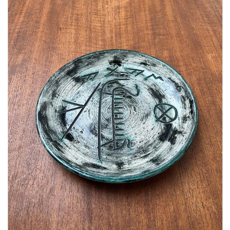 Handgefertigter Wandteller aus Keramik aus der Mitte des Jahrhunderts mit Viking-Designs von Arol, 1960er Jahre im Angebot 4