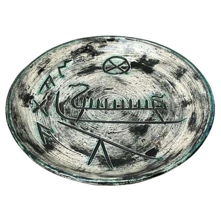 Mid-Century Handmade Ceramic Wall Plate with Viking Designs from Arol, 1960s