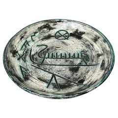 Mid-Century Handmade Ceramic Wall Plate with Viking Designs from Arol, 1960s