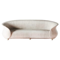 Antique Mid Century Handmade Exceptional Design Curved Verona Sofa
