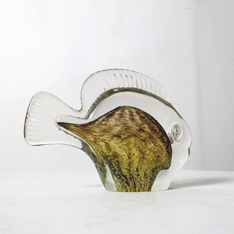 20th Century Mid-Century Handmade Glass Fish by Reijmyre, Sweden For Sale