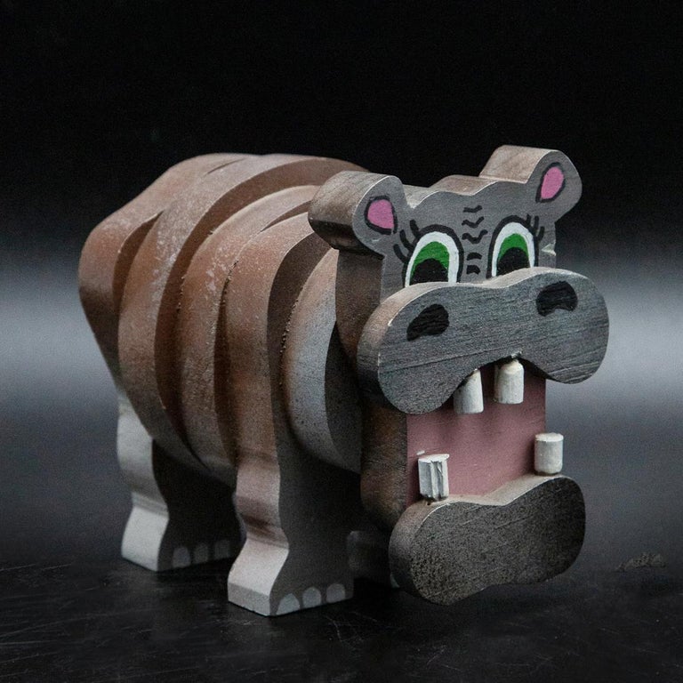 Mid-Century Handmade Painted Stacked Wood Folk Art Animals at 1stDibs