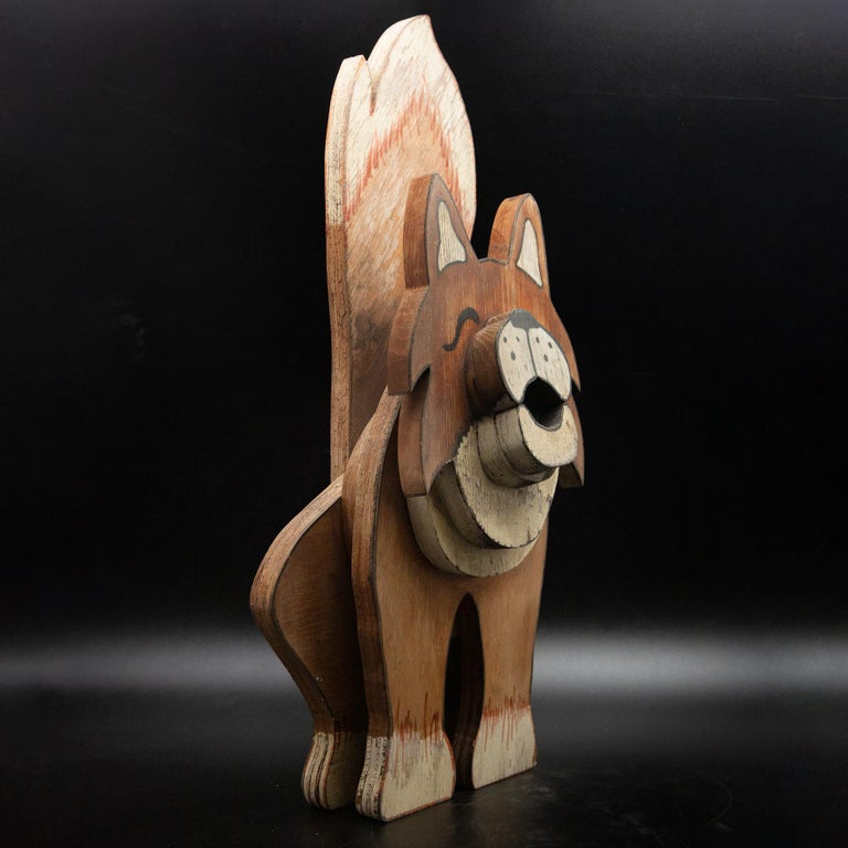 Mid-Century Handmade Painted Stacked Wood Folk Art Animals at 1stDibs